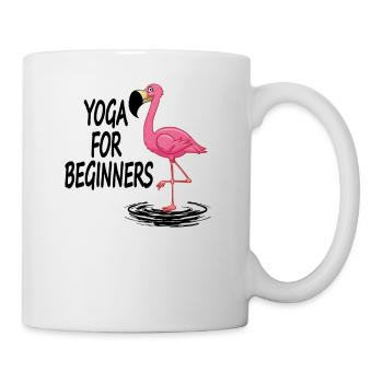 Funny Flamingo Yoga for Beginners Beach T-Shirt - Mug - white - Right