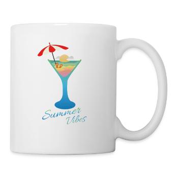 Sommer Sonne Sonnenschirm Urlaub Geschenk - Tasse - Weiß - Rechts