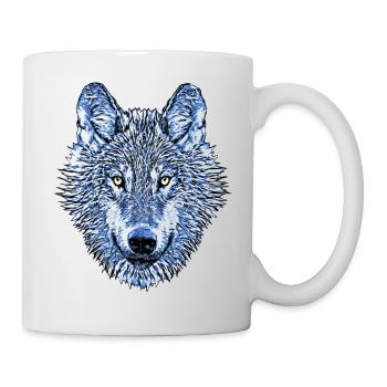 Cooler Wolf Kopf Wolfskopf Tier coole Tiere - Tasse - Weiß - Rechts