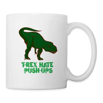 T-Rex - Dinosaurier Liegestütze Sport Kraft - Tasse - Weiß - Rechts