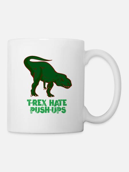 T-Rex - Dinosaurier Liegestütze Sport Kraft - Tasse - Weiß