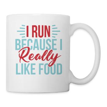 Je cours parce que j'aime vraiment le T-shirt de nourriture - Mug blanc - blanc - Droite