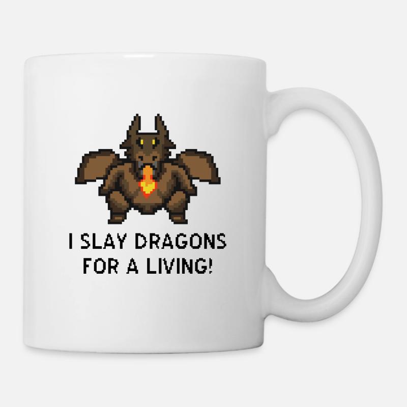 Les dragons tuent le jeu de pixel - Mug blanc - blanc