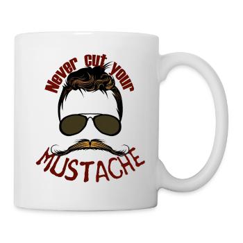 hipster citation never cut mustache lunette de sol - Mug blanc - blanc - Droite