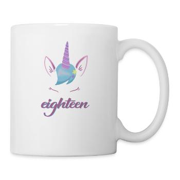 Einhorn 18. Geburtstag Party - Achtzehn Jahre - Tasse - Weiß - Rechts