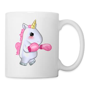 Einhorn Einhörner Unicorn Boxen böse neu Geschenk - Tasse - Weiß - Rechts