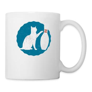 Bowling Katze Kegeln T-Shirt Katzenshirt - Tasse - Weiß - Rechts