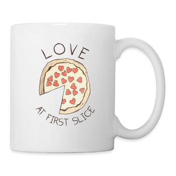 Pizza Love à la première tranche - Mug blanc - blanc - Droite