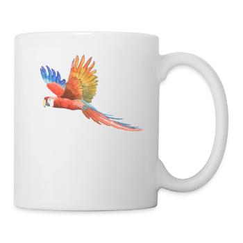 Bunter Papagei - Kinder Männer Frauen T-Shirt - Tasse - Weiß - Rechts