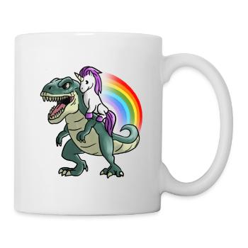 Einhorn Dinosaurier T-Rex Regenbogen Geschenk - Tasse - Weiß - Rechts