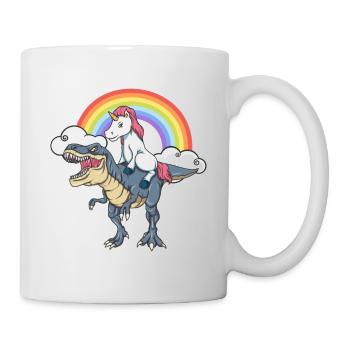 Einhorn Dinosaurier T-Rex Regenbogen Geschenk - Tasse - Weiß - Rechts