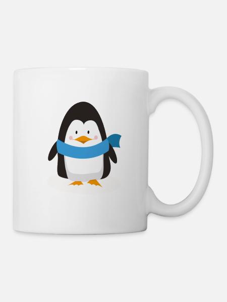 Knuffiger Pinguin - süßes Motiv - Kinder Geschenk - Tasse - Weiß