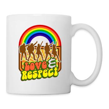 Danse T-shirt coloré d'amour et de respect de l'arc-en-ciel - Mug blanc - blanc - Droite
