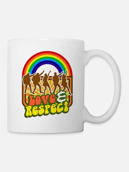 Danse T-shirt coloré d'amour et de respect de l'arc-en-ciel - Mug blanc - blanc