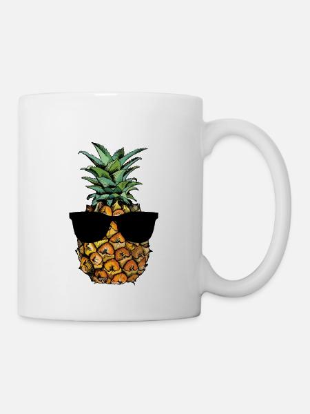 Hipster Ananas mit Sonnenbrille - Lustiges Design - Tasse - Weiß