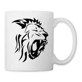 tribal lion gueule rugit3 - Mug blanc - blanc - Droite