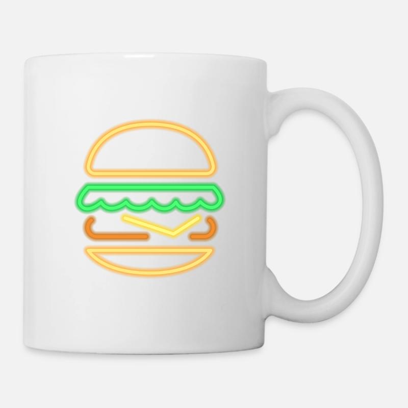 Neon Burger - Signe rétro au néon des années 80 - Mug blanc - blanc