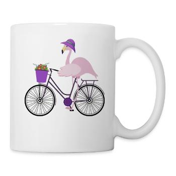 Flamingo riding a bike - Tasse - Weiß - Rechts
