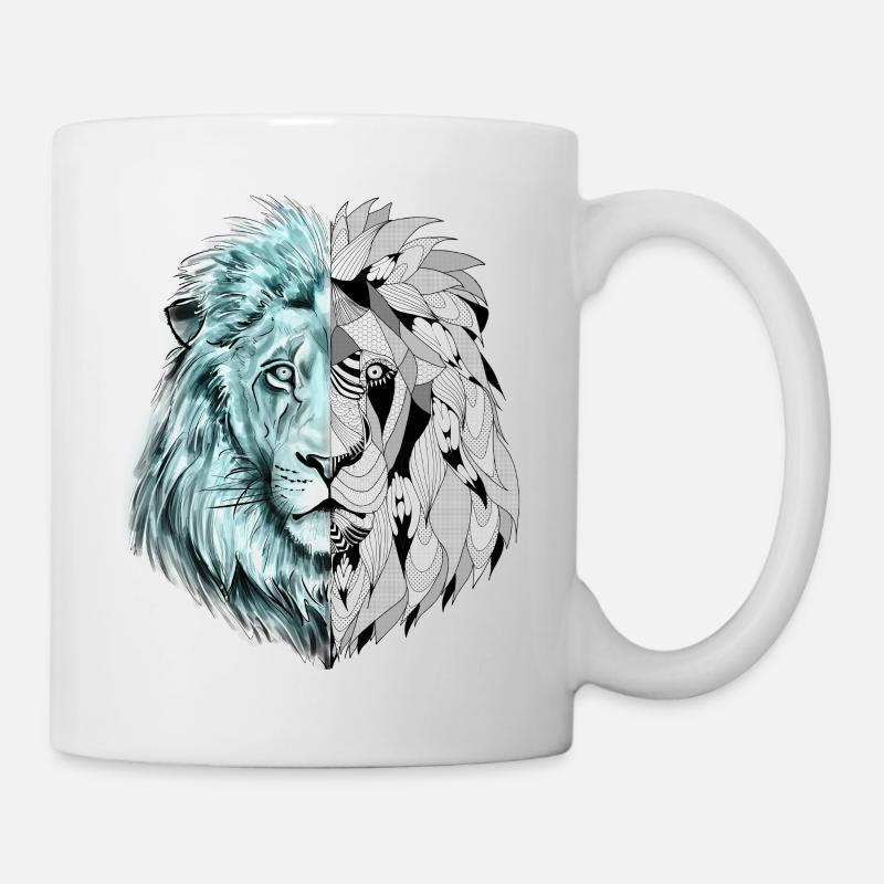 Un beau lion avec un motif intéressant - Mug blanc - blanc
