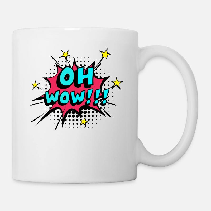 Oh wow - Comic Pop Art Sprechblase - Tasse - Weiß