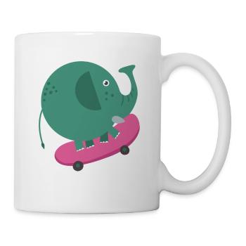 Éléphant patineur - Mug blanc - blanc - Droite