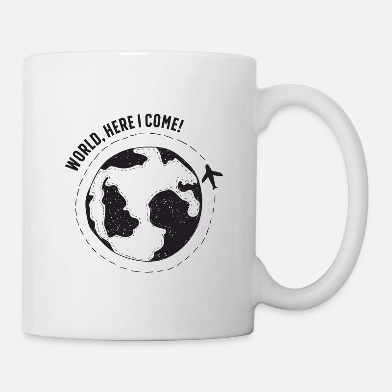 WORLD, HERE I COME! - Backpacker & Traveler design - Mug - white