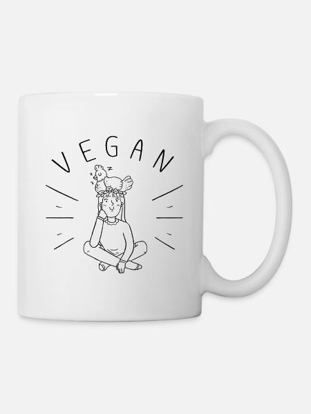 vegan girl chicken vegan woman - Mug - white