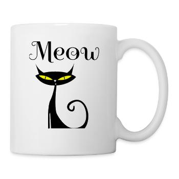 Meow Black Cat, Black Cat, Gift - Mug - white - Right