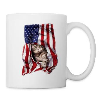 Katze Meowica Amerika Flagge Day 4th of July - Tasse - Weiß - Rechts