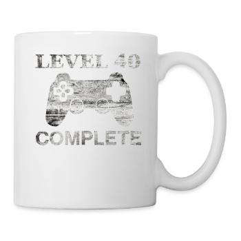40 Jahre - 40. Geburtstag Level 40 Complete Shirt - Tasse - Weiß - Rechts