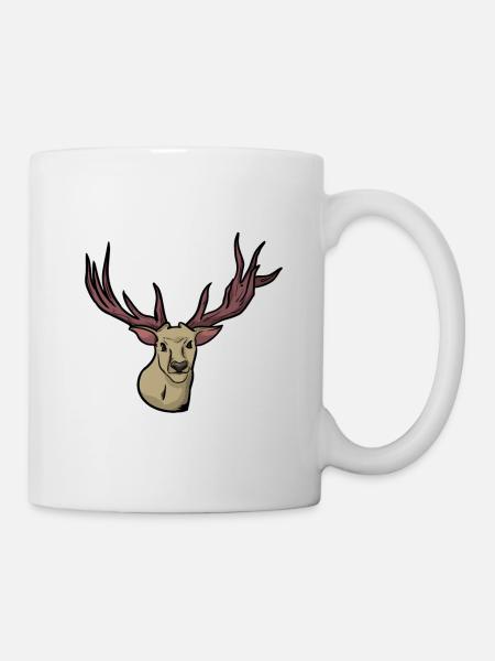 Unheimlich - Rentier - Hirsch - Hirschgeweih - Tasse - Weiß
