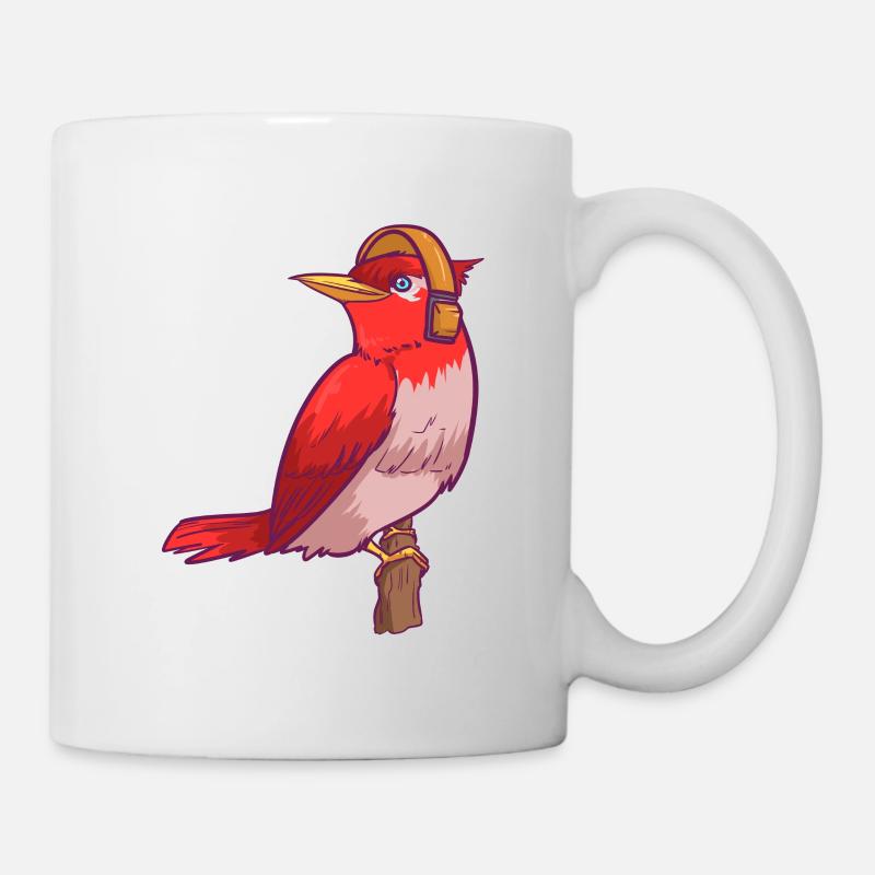 Musique - vie - oiseau avec un casque - Mug blanc - blanc