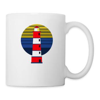 Leuchtturm - Wellen - Meer - Schifffahrt - Küste - Tasse - Weiß - Rechts