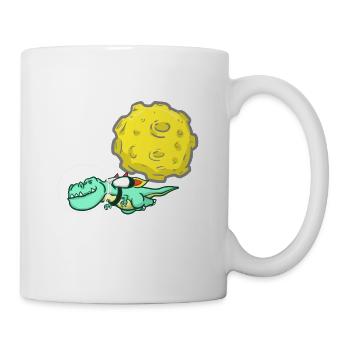 Dino - T-Rex - Mond - Weltall - Astronaut - Tasse - Weiß - Rechts