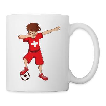 Dab Dabbing Schweiz Fußball Trikot Spieler Fan - Tasse - Weiß - Rechts