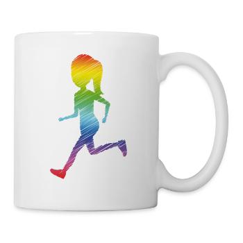 Regenbogen Laufshirt - Schwul Lesbisch - Tasse - Weiß - Rechts
