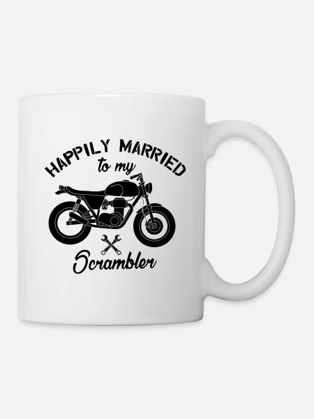 Glücklich verheiratet mit meinem Scrambler - Tasse - Weiß