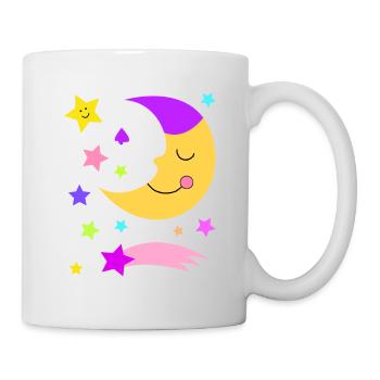 Mond, Sterne und Sternschnuppe - Tasse - Weiß - Rechts