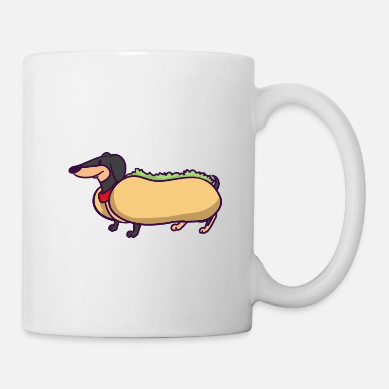 WENNIE DUSCHUND - Hot Dog - Chien - Chignon - Mug blanc - blanc