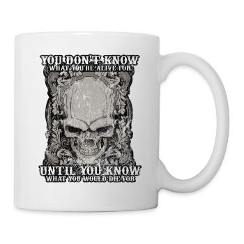 Tattoo Tätowiert Totenkopf Tod Biker Geschenk Idee - Tasse - Weiß - Rechts