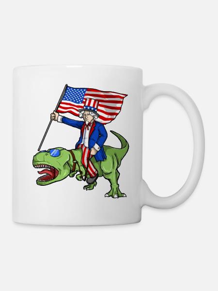 MERICA! riding T-Rex for 4th of July! - Mug - white