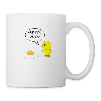 Are You Okay Funny Shirt mit Küken und Spiegelei - Tasse - Weiß - Rechts