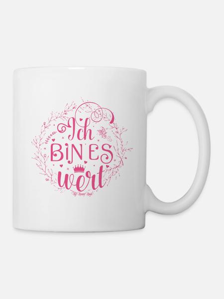 I am worth it - pink - Mug - white