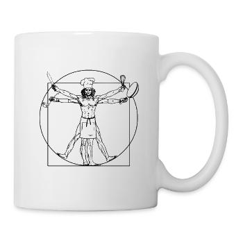 Vitruvianischer Koch - Da Vinci Kochen Geschenk - Tasse - Weiß - Rechts