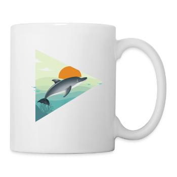 Dauphin - lever du soleil - océan - Mug blanc - blanc - Droite