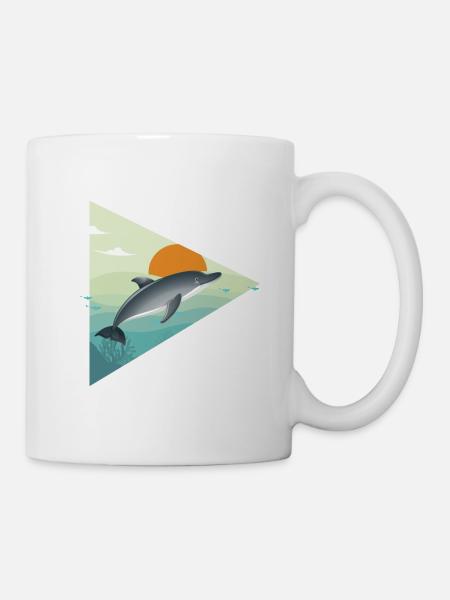 Delfin - Sonnenaufgang - Ozean - Tasse - Weiß
