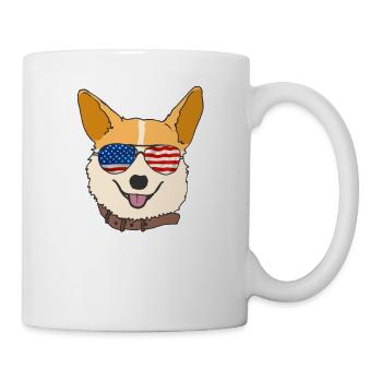 Corgi avec lunettes de soleil Etats-Unis Amour des chiens - Mug blanc - blanc - Droite