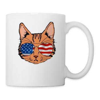 Chat avec lunettes de soleil Etats-Unis Amour du chat - Mug blanc - blanc - Droite
