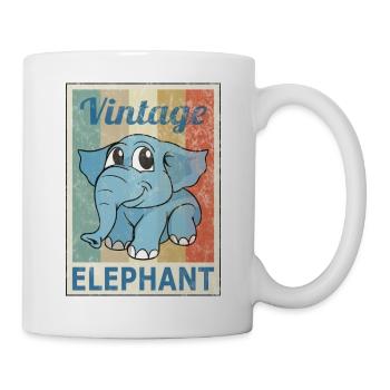Elephant Elephant Vintage Retro Style Grunge - Mug - white - Right