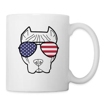 Amerika Hund Sonnebrille USA 4. Juli Geschenk - Tasse - Weiß - Rechts